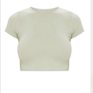 PrettyLittleThing sage khaki crop top